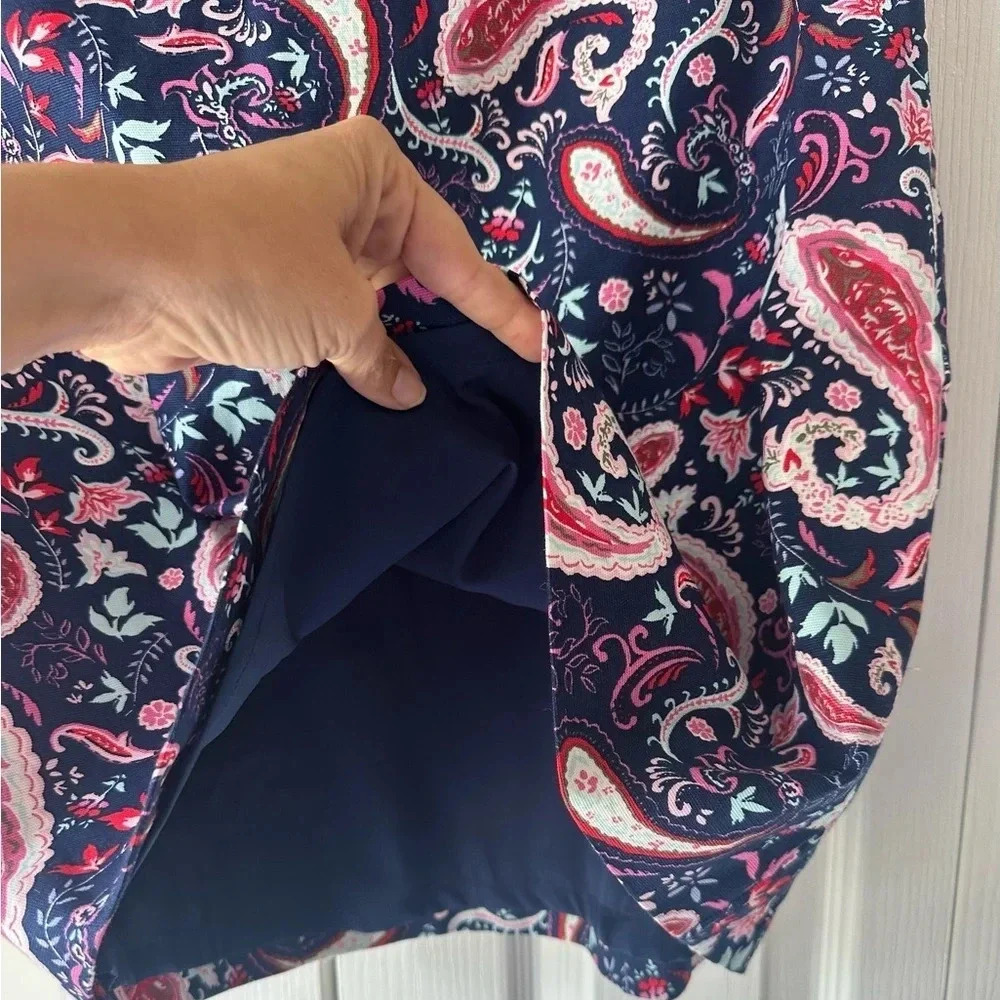 Talbots Paisley Watercolor Canvas A-Line Skirt Size 6 Petite Bold Colors - Picture 5 of 7